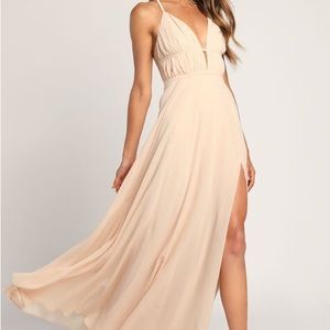 Lulu’s Love and Dreams Pale Blush Sleeveless Empire Waist Maxi Dress NWT